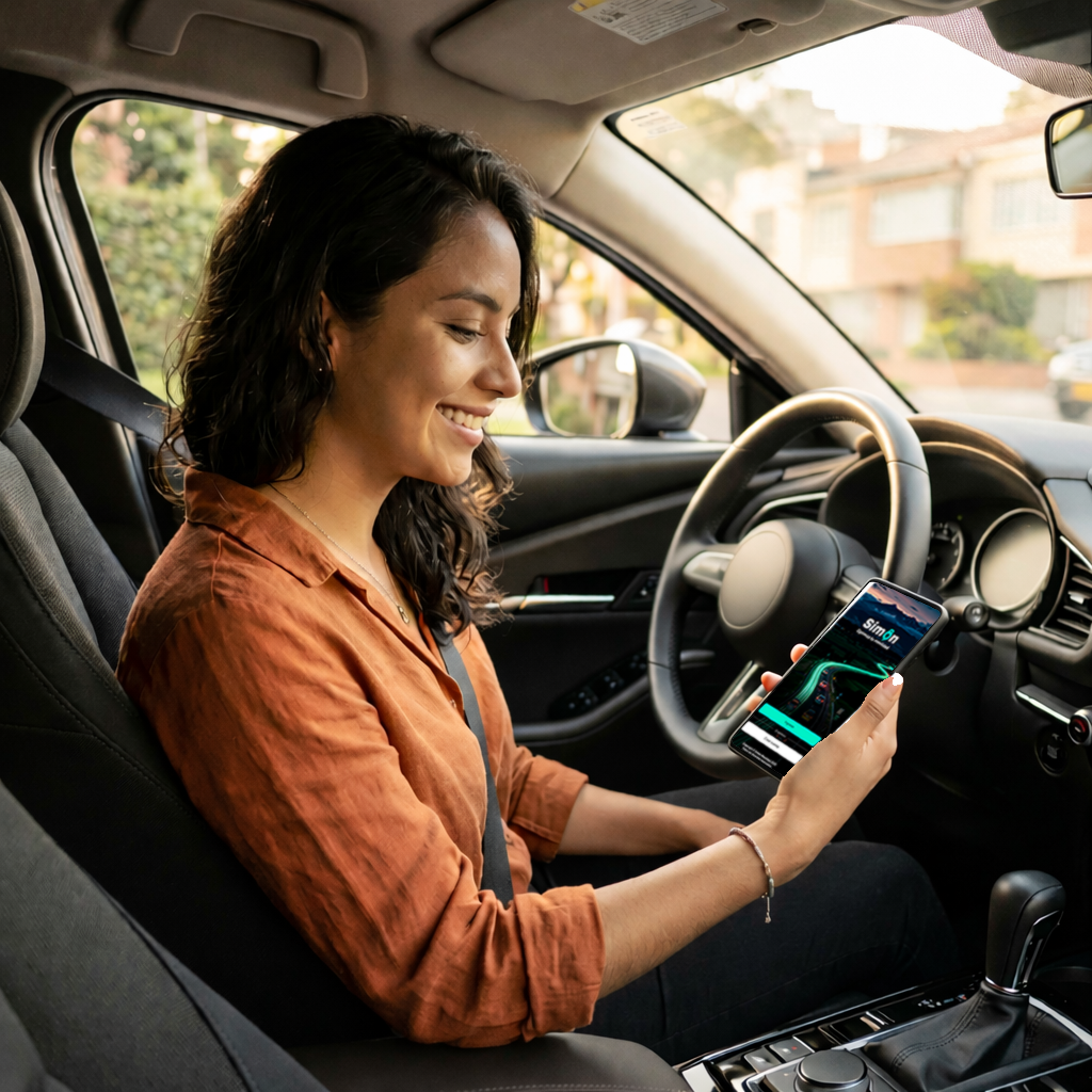 Usuario verificando la ubicación de su vehículo desde el celular