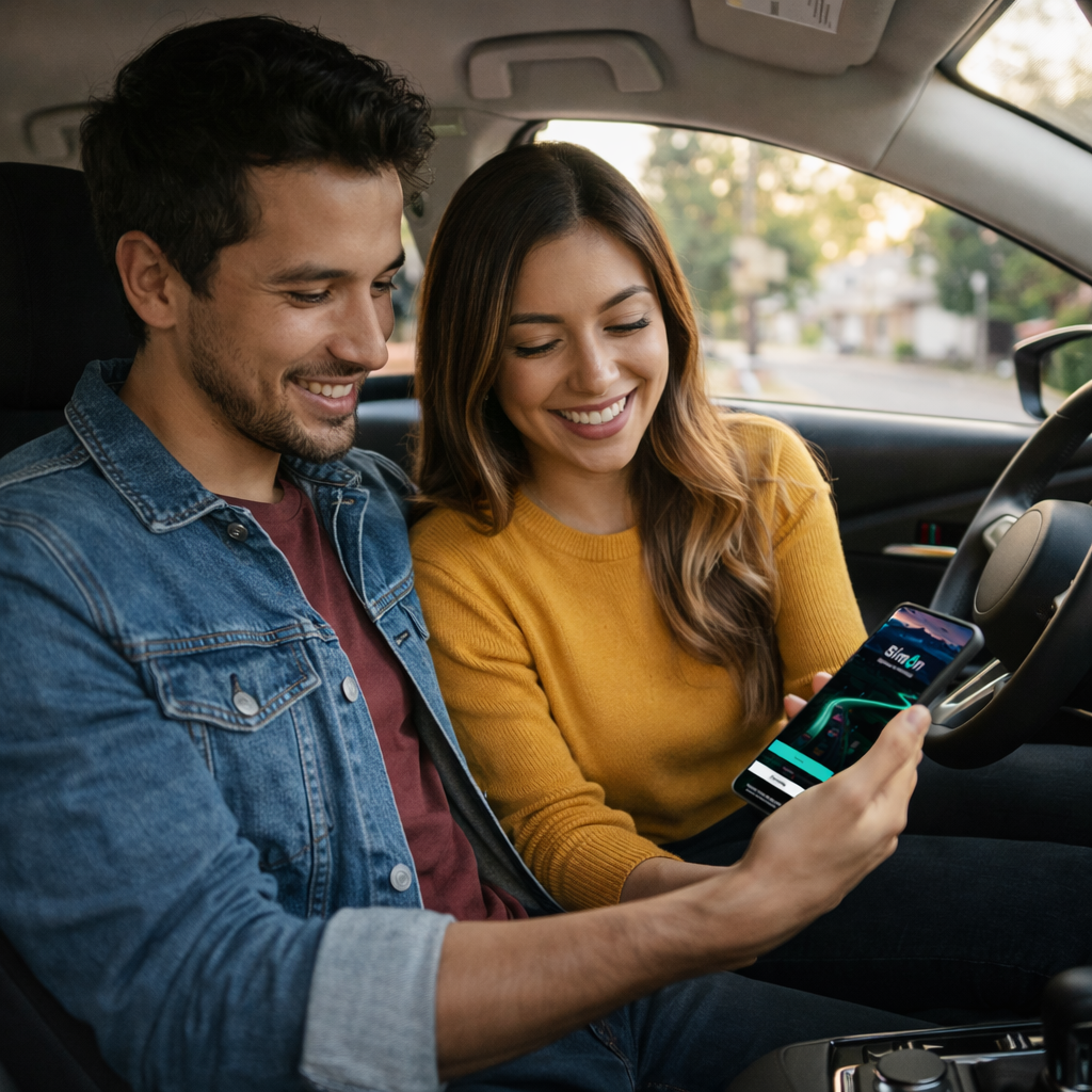 Usuario controlando su vehículo desde la app Simon Movilidad